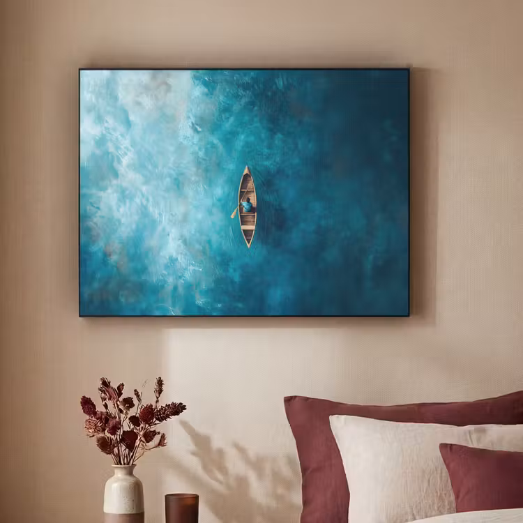 Bootje - Water - Blauw Textielframe - compleet frame klein -sfeer1