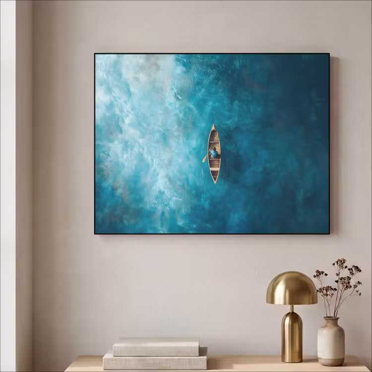 Bootje - Water - Blauw Textielframe - compleet frame klein -sfeer2