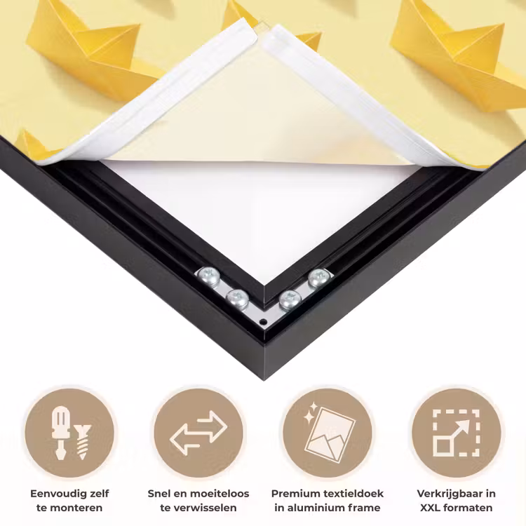 Bootjes - Origami - Creatief - Geel Textielframe zwart klein 947 -USP_closeupNL