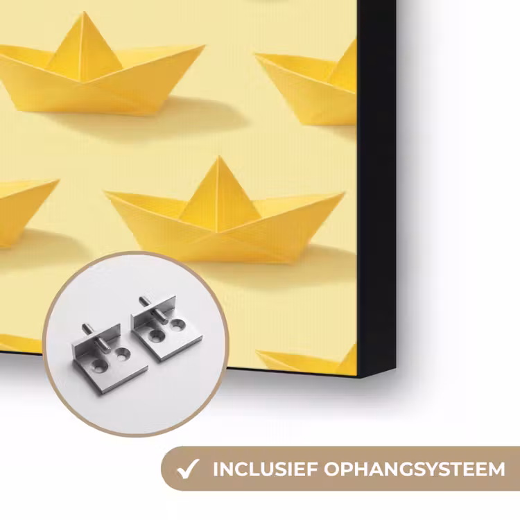 Bootjes - Origami - Creatief - Geel Textielframe zwart klein 947 -USP_ophangsysteemNL