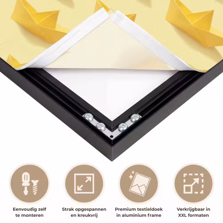 Bootjes - Origami - Creatief - Geel Textielframe zwart klein 947 -USP_feed_closeupNL