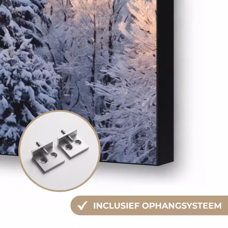 Bos - Bergen - Goud - Winter - Warm Textielframe zwart klein -USP_ophangsysteemNL