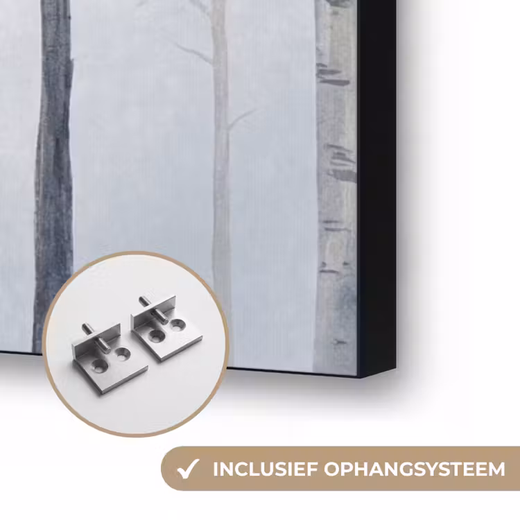 Bos - Bomen - Mist - Natuur - Illustratie - Grijs Textielframe zwart klein -USP_ophangsysteemNL