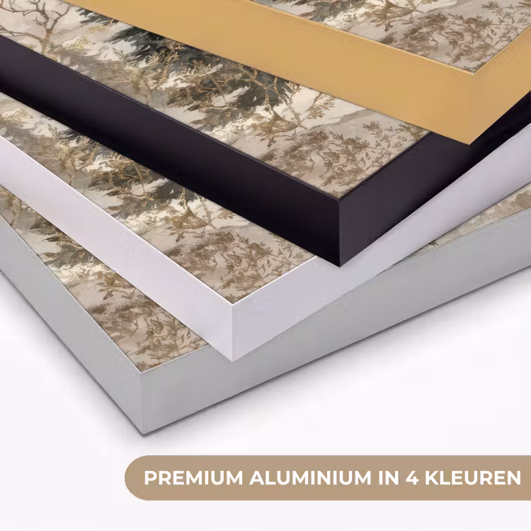 Bos - Herten - Winter - Sneeuw Textielframe zwart klein -USP_kleurenNL