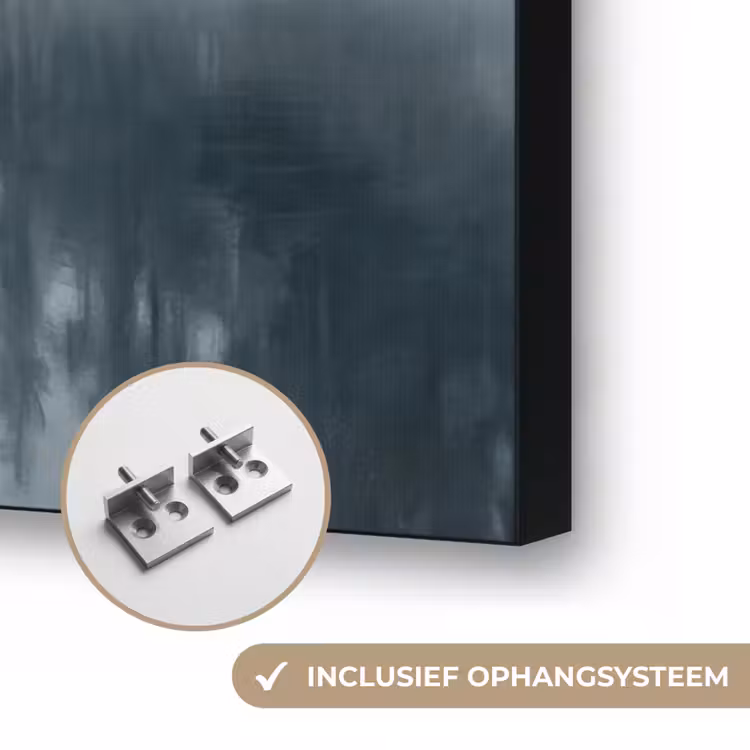 Bos - Meer - Mist - Natuur - Grijs Textielframe zwart klein -USP_ophangsysteemNL