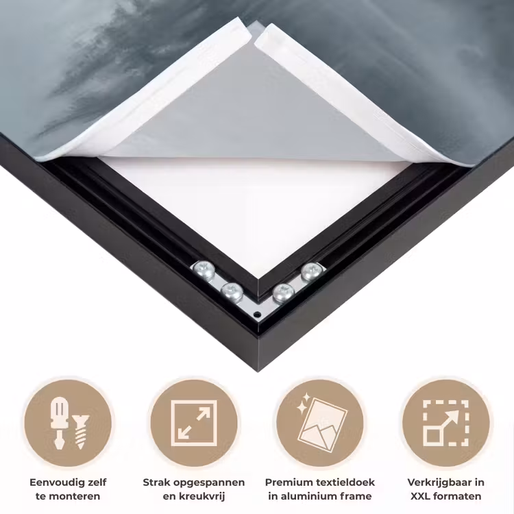 Bos - Meer - Mist - Natuur - Grijs Textielframe zwart klein -USP_feed_closeupNL