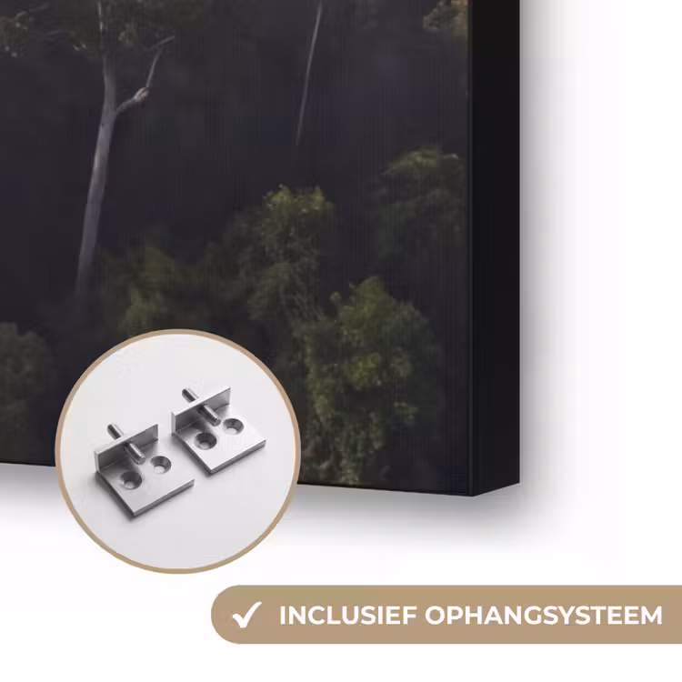 Bos - Mist - Natuur - Groen Textielframe zwart klein -USP_ophangsysteemNL