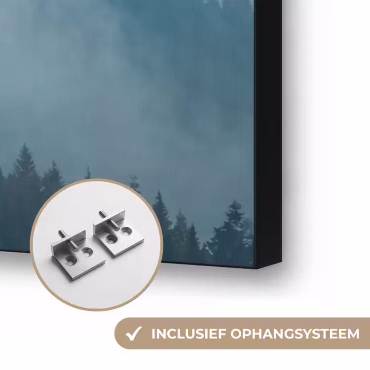 Bos - Mist - Vogels - Natuur - Groen Textielframe zwart klein -USP_ophangsysteemNL