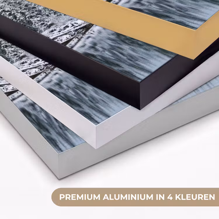 Bos - Reflectie - Meer - Winter - Serene Textielframe zwart klein -USP_kleurenNL