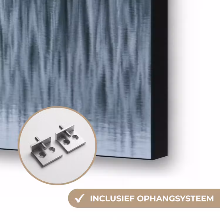 Bos - Reflectie - Meer - Winter - Serene Textielframe zwart klein -USP_ophangsysteemNL