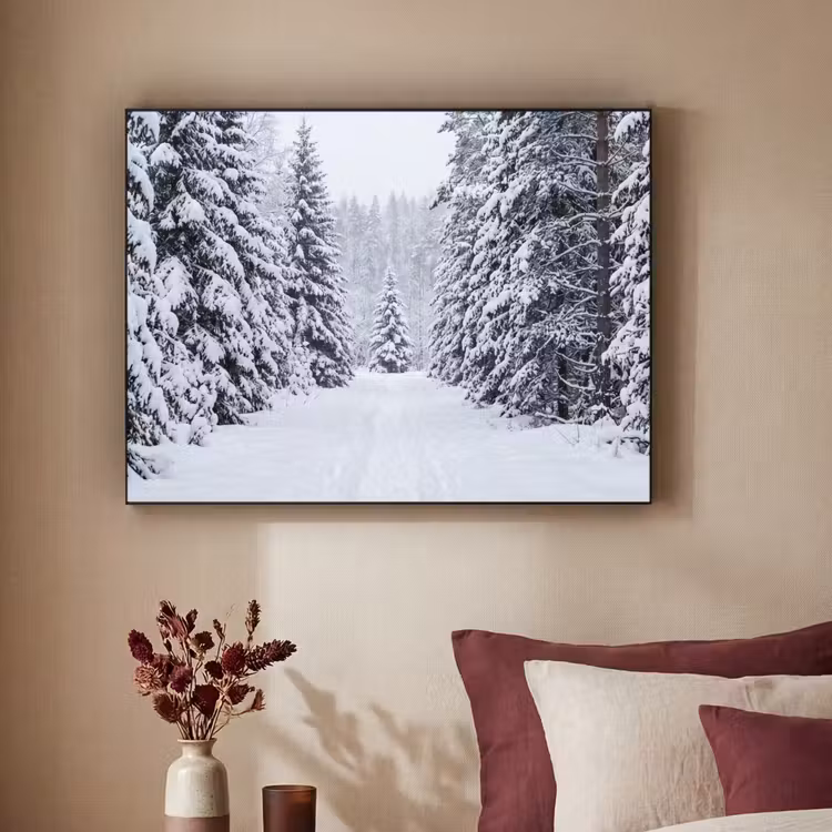 Bos - Winter - Sneeuw - Pad - Natuur Textielframe zwart klein -sfeer1