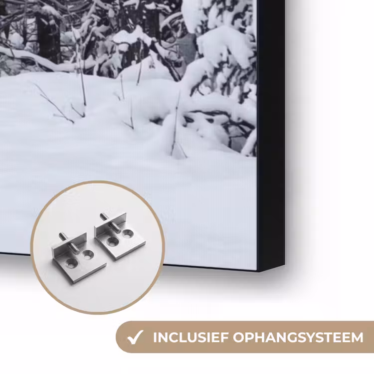 Bos - Winter - Sneeuw - Pad - Natuur Textielframe zwart klein -USP_ophangsysteemNL