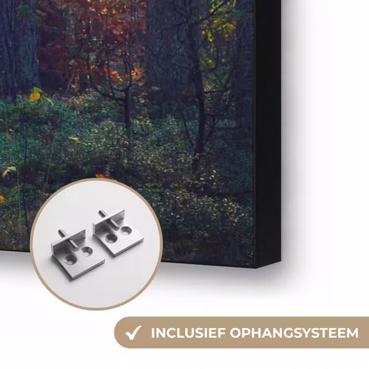 Bos - Zon - Natuur - Herfst Textielframe zwart klein -USP_ophangsysteemNL