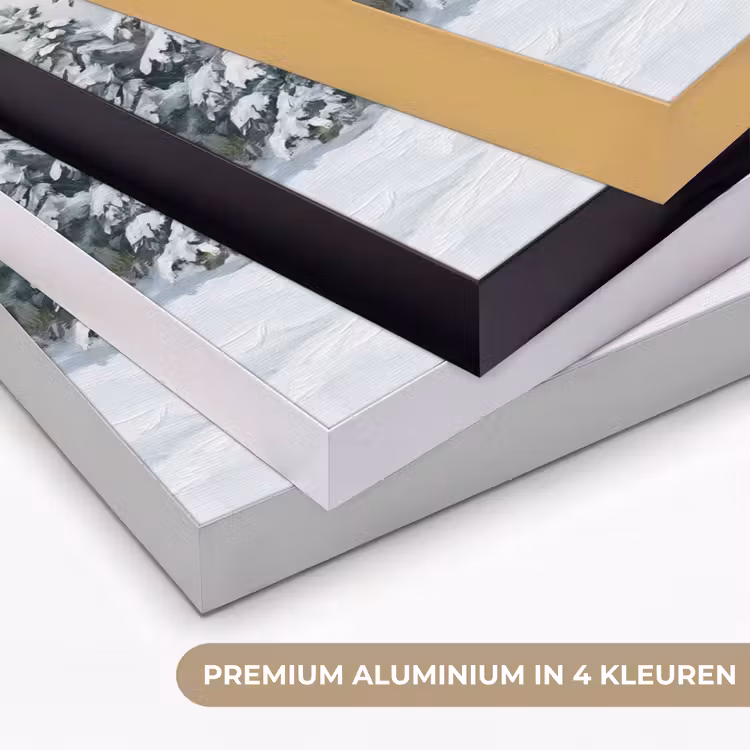 Bospad - Dennen - Sneeuw - Winter - Rustgevend Textielframe zwart klein -USP_kleurenNL