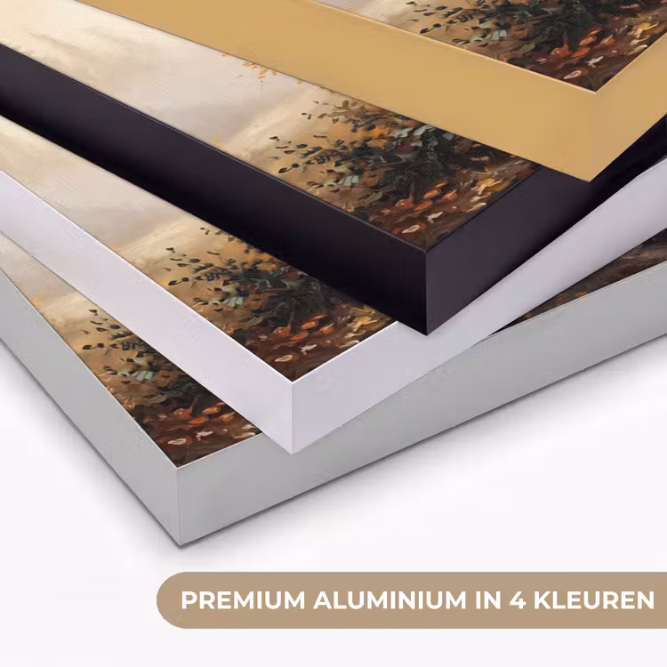 Bospad - Herfstbladeren - Natuur - Schilderachtig - Oranje Textielframe zwart klein -USP_kleurenNL