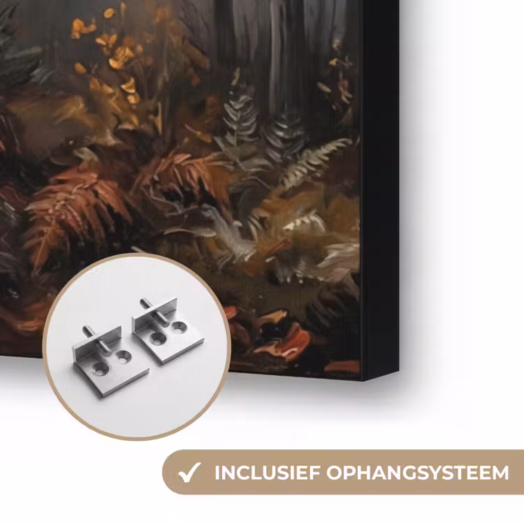 Bospad - Herfstbladeren - Natuur - Schilderachtig - Oranje Textielframe zwart klein -USP_ophangsysteemNL