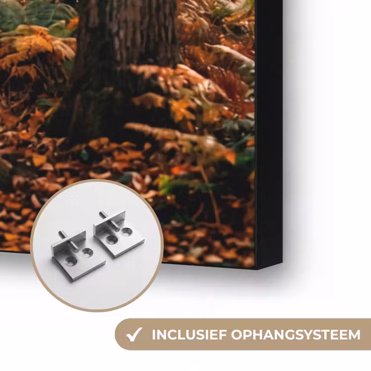 Bospad - Herfstbos - Bladeren - Oranje - Nostalgisch Textielframe zwart klein -USP_ophangsysteemNL