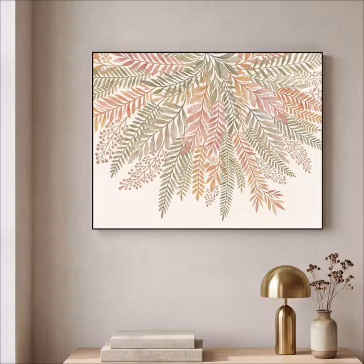 Botanisch - Aquarel - Kleurrijk Textielframe zwart klein -sfeer2