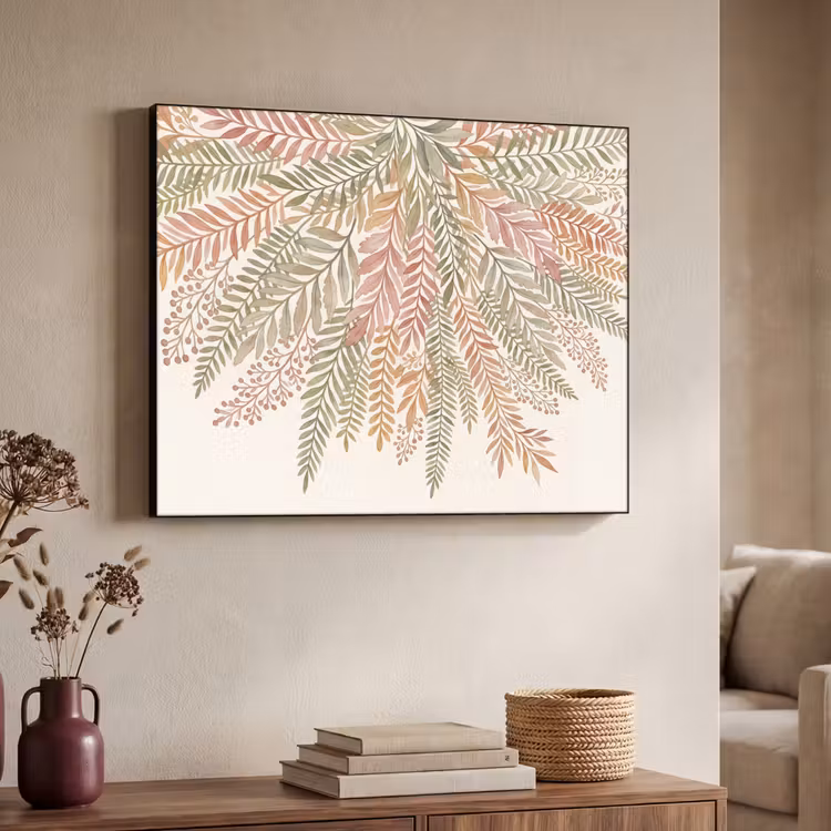 Botanisch - Aquarel - Kleurrijk Textielframe zwart klein -sfeer3