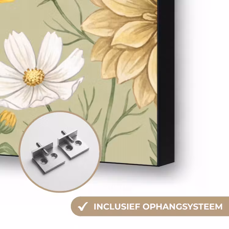 Botanisch - Bloemen - Kleurrijk Textielframe zwart klein -USP_ophangsysteemNL