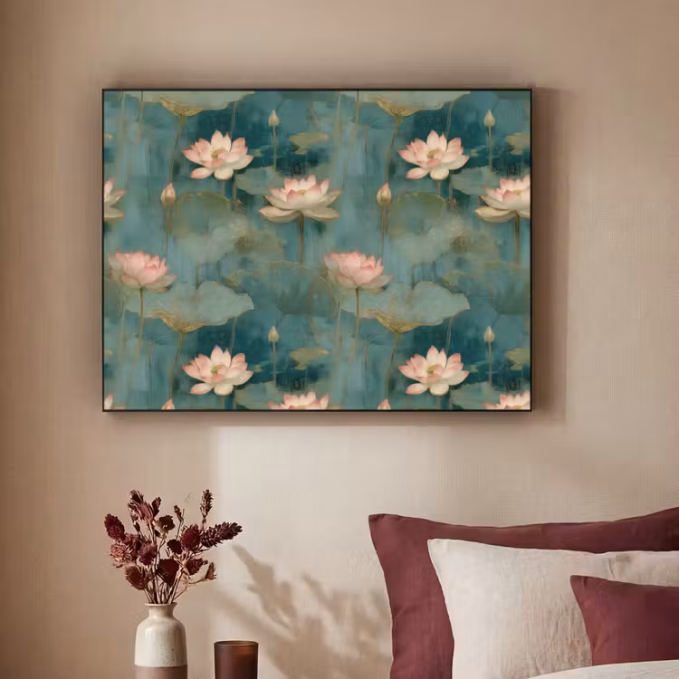 Botanisch - Bloemen - Roze Textielframe zwart klein 947 -sfeer1