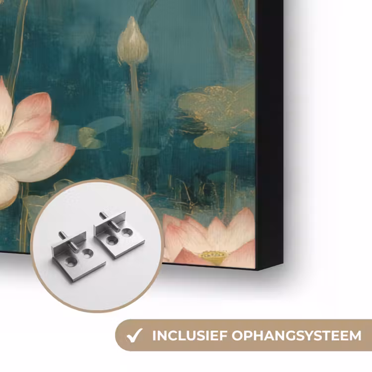 Botanisch - Bloemen - Roze Textielframe zwart klein 947 -USP_ophangsysteemNL