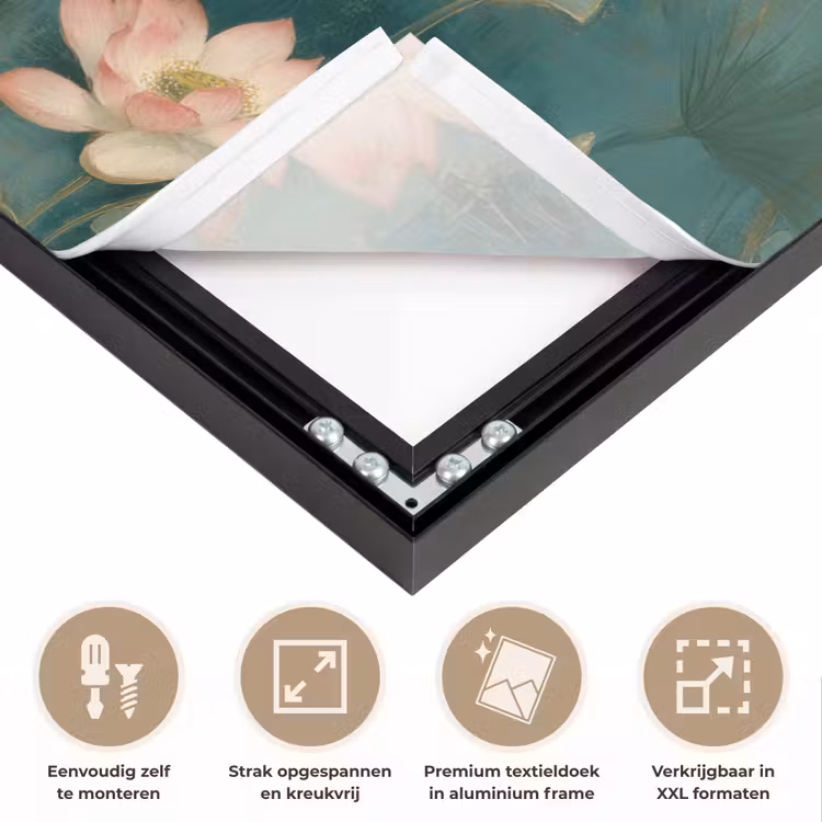 Botanisch - Bloemen - Roze Textielframe zwart klein 947 -USP_feed_closeupNL