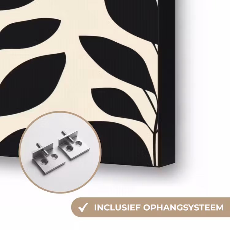 Botanisch - Dessin - Zwart - Beige Textielframe zwart klein 947 -USP_ophangsysteemNL