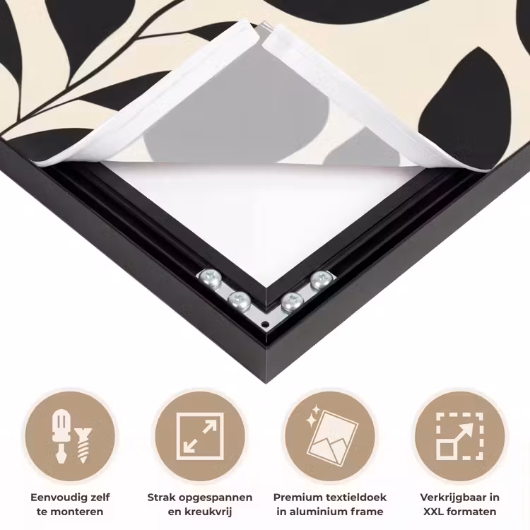 Botanisch - Dessin - Zwart - Beige Textielframe zwart klein 947 -USP_feed_closeupNL