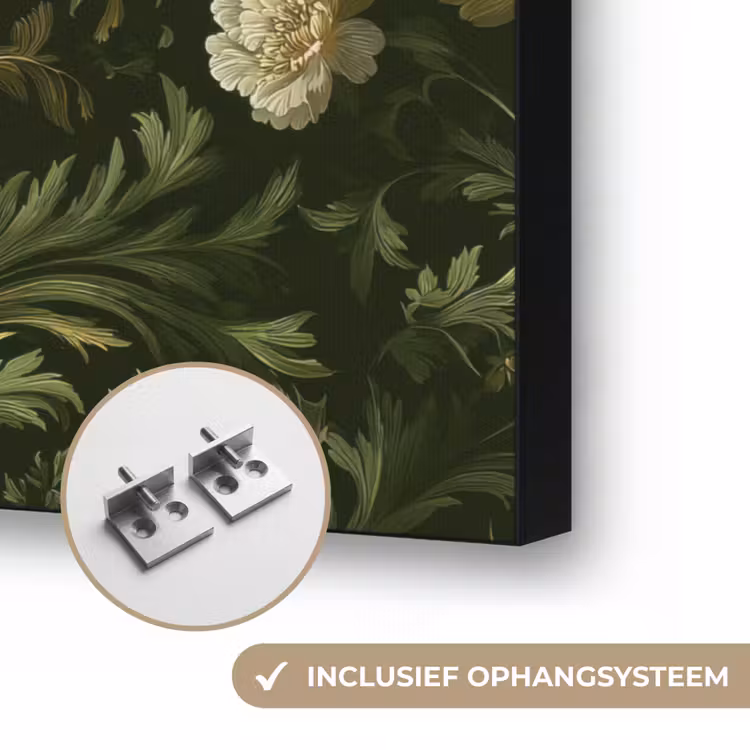 Botanisch - Naadloos - Bloemen Textielframe zwart klein 947 -USP_ophangsysteemNL