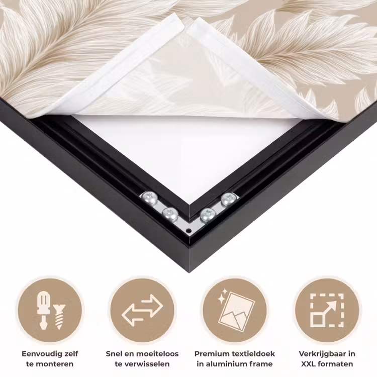 Botanisch - Patroon - Beige Textielframe zwart klein 947 -USP_closeupNL