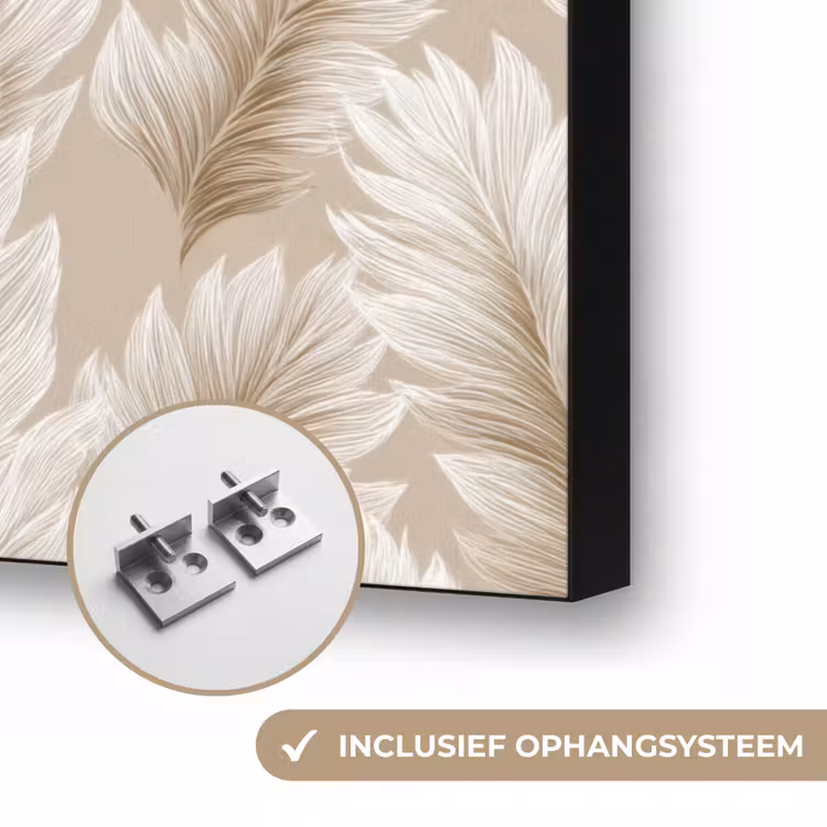 Botanisch - Patroon - Beige Textielframe zwart klein 947 -USP_ophangsysteemNL