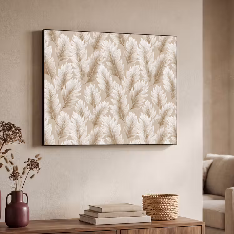 Botanisch - Patroon - Beige Textielframe zwart klein 947 -sfeer3