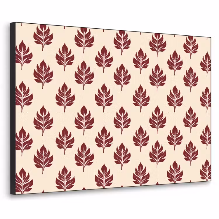 Botanisch - Patroon - Bordeaux Textielframe zwart klein 947 -3d