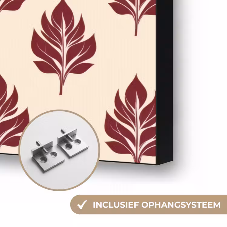 Botanisch - Patroon - Bordeaux Textielframe zwart klein 947 -USP_ophangsysteemNL