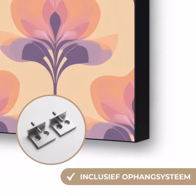 Botanisch - Patroon - Pastel Textielframe zwart klein 947 -USP_ophangsysteemNL