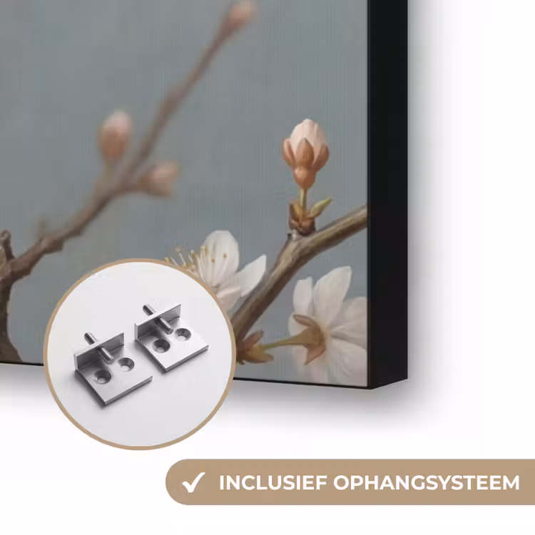 Botanisch - Stilleven - Blauw Textielframe zwart klein -USP_ophangsysteemNL