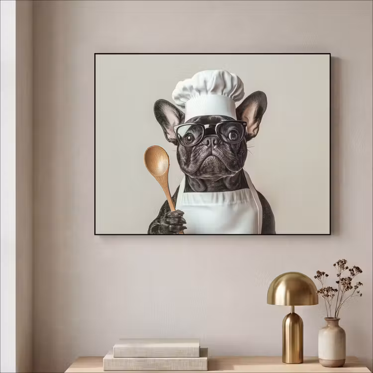 Bril - Hond - Kok Textielframe zwart klein -sfeer2