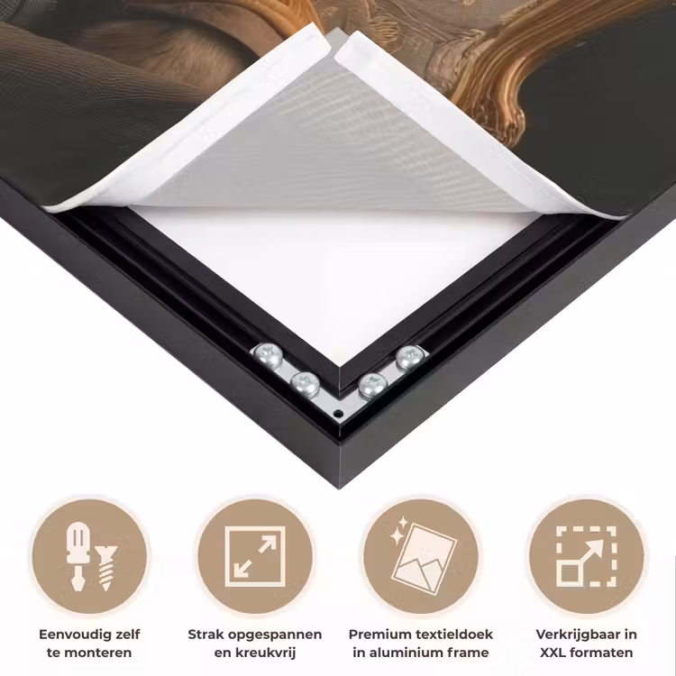 Bril - Leeuw - Bank - Hoed Textielframe zwart klein -USP_feed_closeupNL