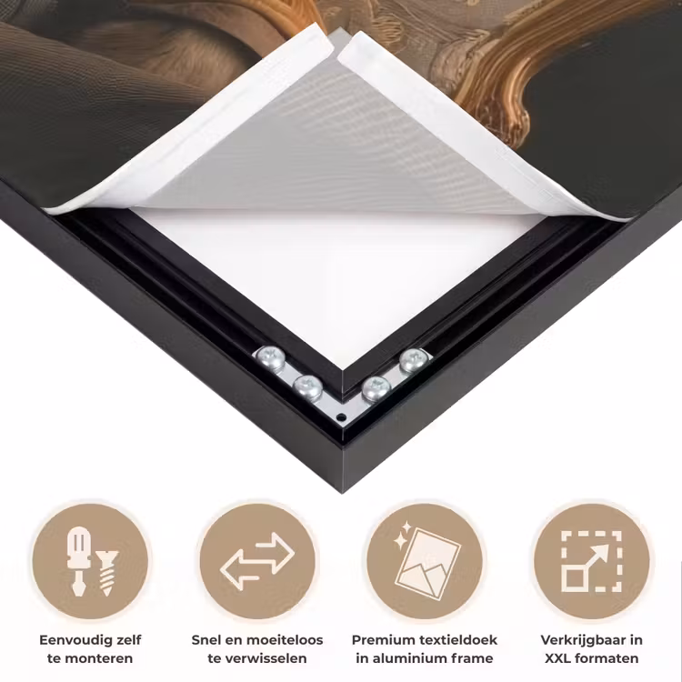 Bril - Leeuw - Bank - Hoed Textielframe zwart klein -USP_closeupNL