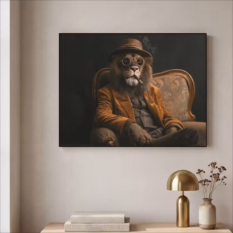Bril - Leeuw - Bank - Hoed Textielframe - compleet frame klein -sfeer2