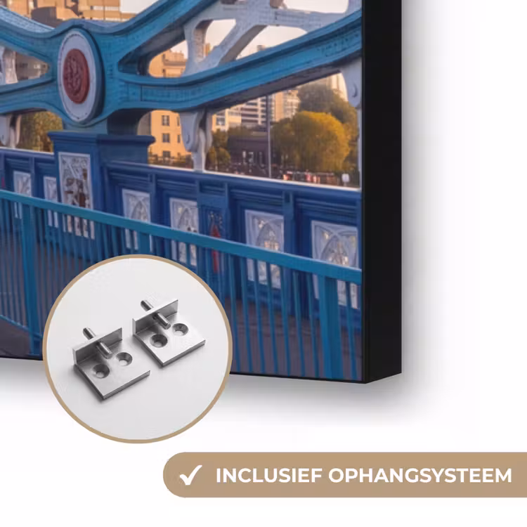 Brug - Toren - Architectuur - Klassiek - Blauw Textielframe zwart klein -USP_ophangsysteemNL