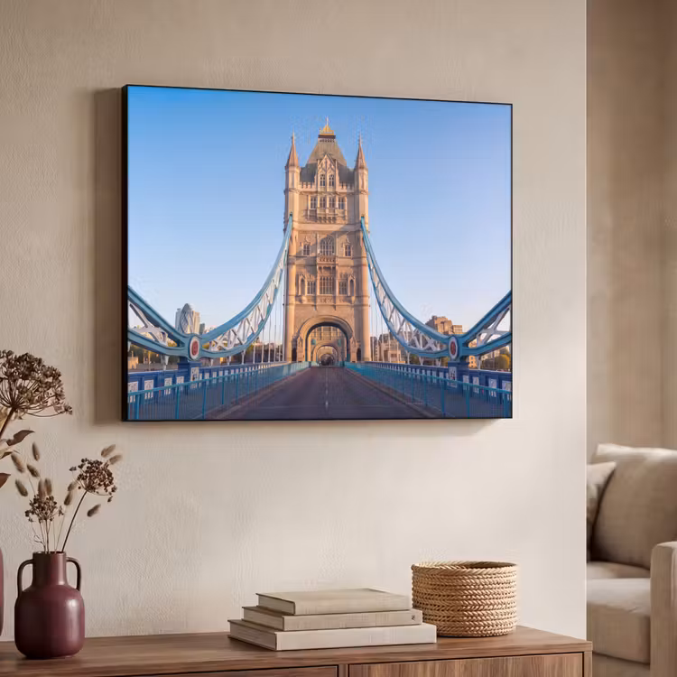 Brug - Toren - Architectuur - Klassiek - Blauw Textielframe zwart klein -sfeer3