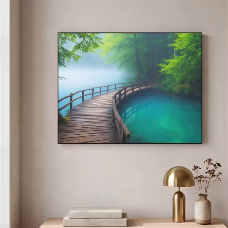 Brug - Water - Rivier - Bos Textielframe - compleet frame klein -sfeer2