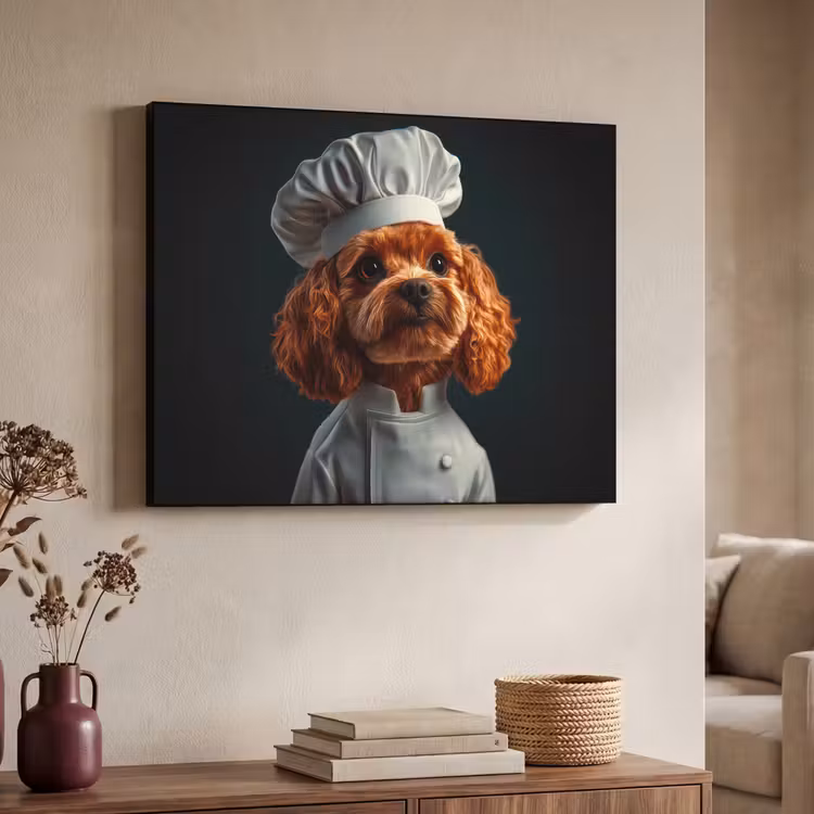 Bruin - Kok - Hondje Textielframe - compleet frame klein -sfeer3