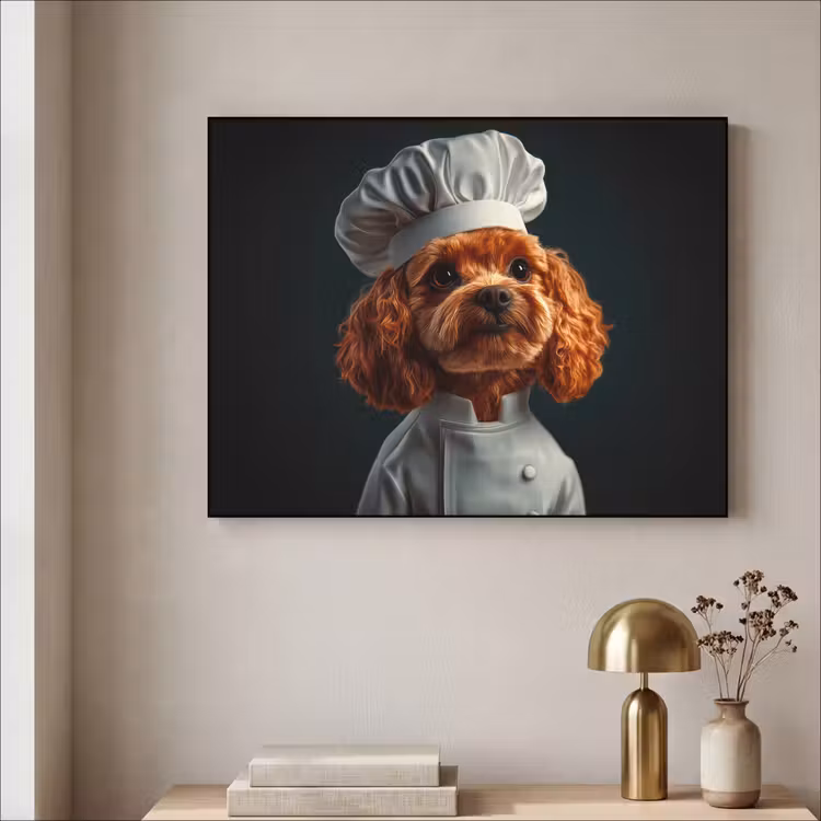 Bruin - Kok - Hondje Textielframe zwart klein -sfeer2