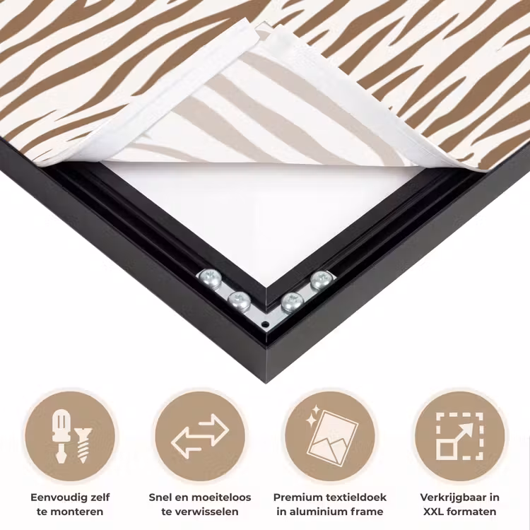 Bruin - Patroon - Zebra Textielframe zwart klein 947 -USP_closeupNL