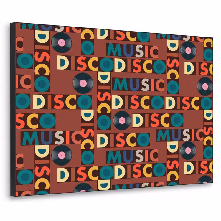 Bruin - Retro - Disco - Patroon Textielframe zwart klein 947 -3d