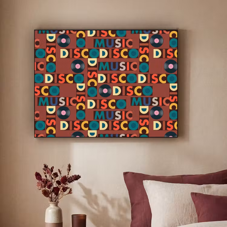 Bruin - Retro - Disco - Patroon Textielframe - compleet frame klein 947 -sfeer1