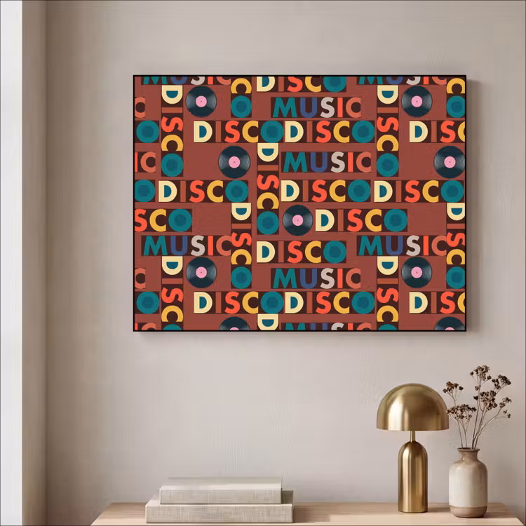 Bruin - Retro - Disco - Patroon Textielframe - compleet frame klein 947 -sfeer2